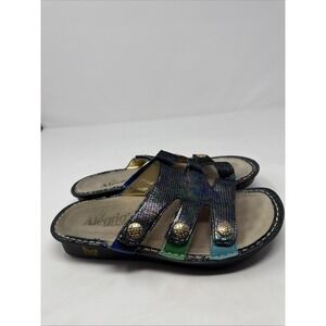 Alegria‎ Size 38 VEN-718 Venus Blue Gleam Multicolor Leather 3-Strap Sandals